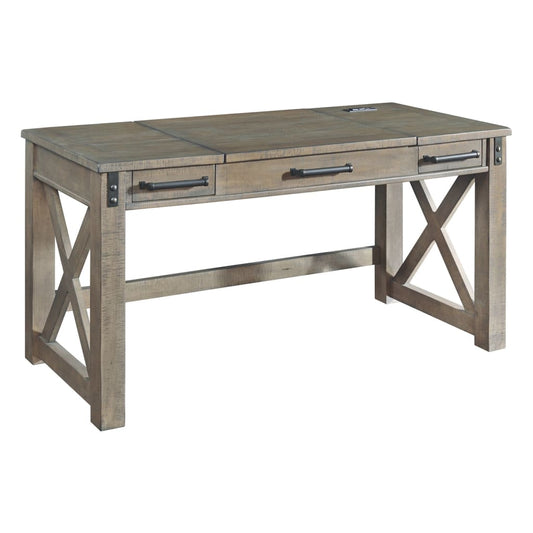 60" 2-Drawer Lift Top Desk with Textured Finish, Gray By Casagear Home