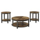 Table Set | Round | Metal Frame | Wood Top | Brown