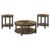3 Piece Wood Top Round Table Set with Bottom Shelf, Brown By Casagear Home