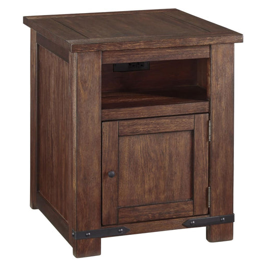 1 Door End Table with Power Hub, Brown By Casagear Home