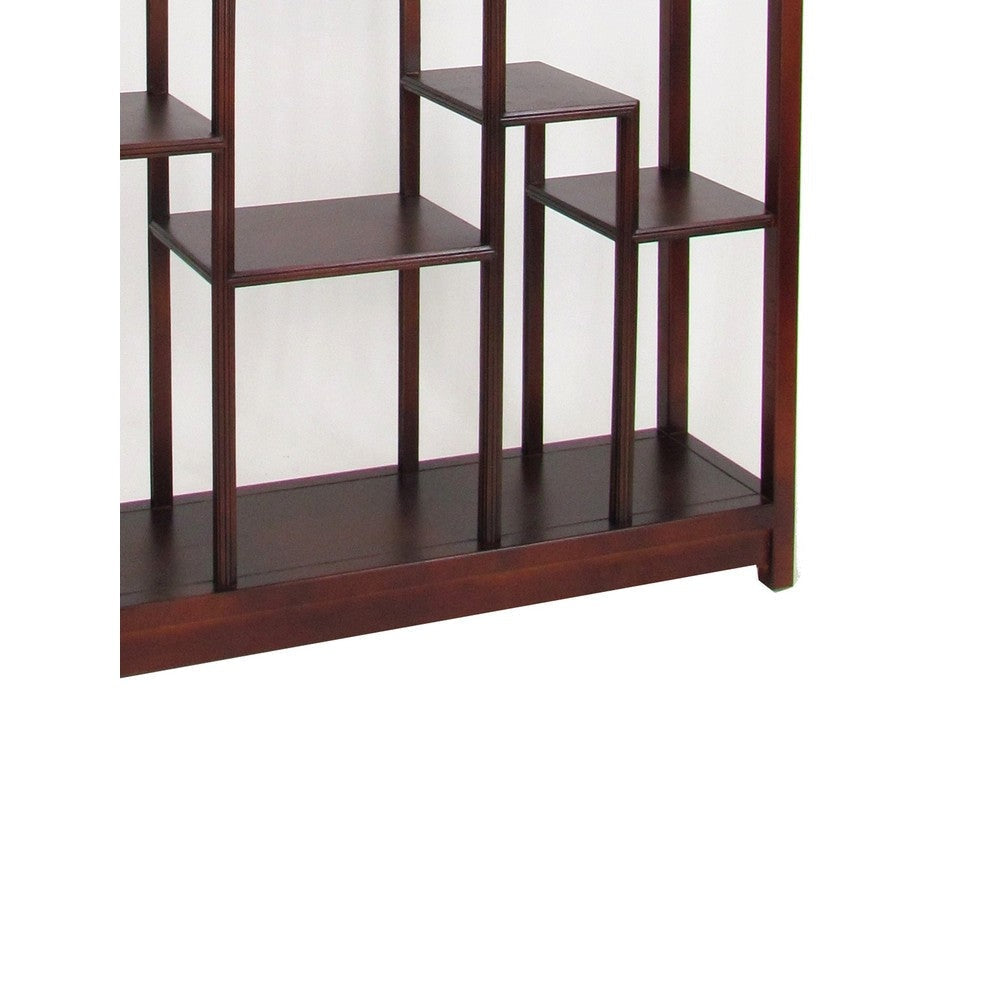 Arch Shape Display Unit with Asymmetric Shelves Dark Brown By Casagear Home BM213414