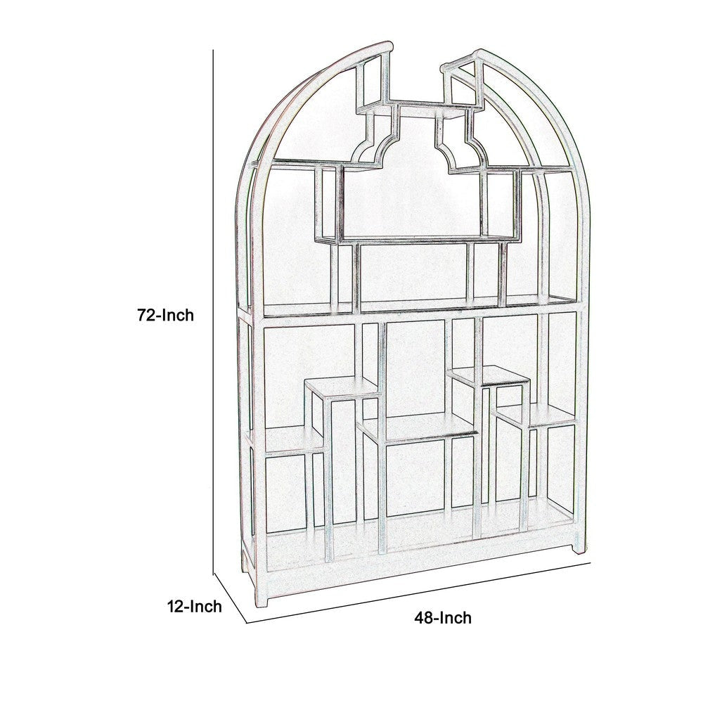 Arch Shape Display Unit with Asymmetric Shelves Dark Brown By Casagear Home BM213414
