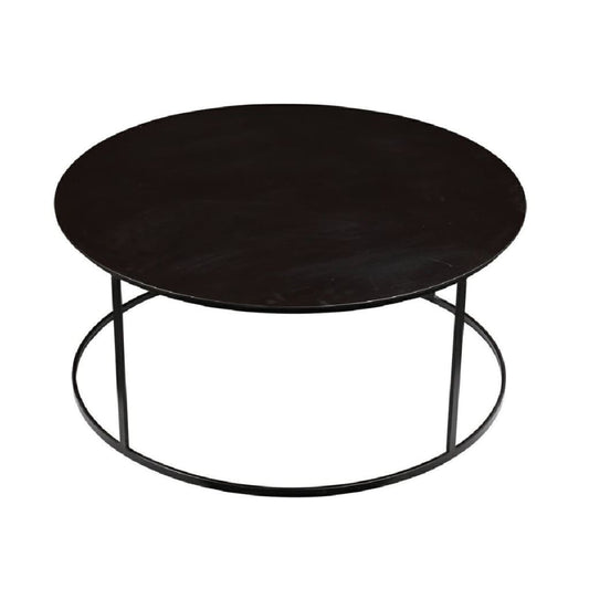 Round Metal Frame Side Table with Tubular Legs, Dark Brown by Casagear Home