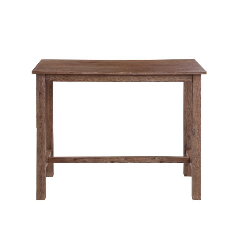 Rectangular Wooden Frame Pub Table with Trestle Base Oak Brown By The Urban Port BM214020