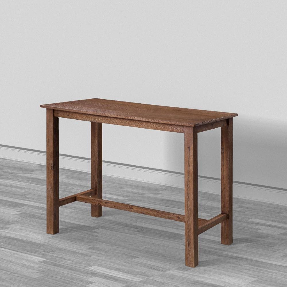 Rectangular Wooden Frame Pub Table with Trestle Base Oak Brown By The Urban Port BM214020