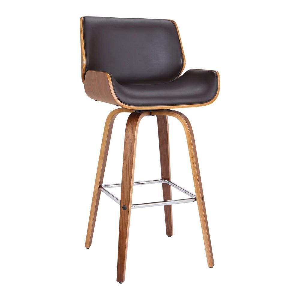 30" Leatherette Bar Height Swivel Barstool, Black & Brown By Casagear Home