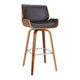 Barstool | Wood Swivel | Faux Leather Seat | Bar Height | Black & Brown