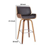30 Leatherette Bar Height Swivel Barstool Black & Brown By Casagear Home BM214498