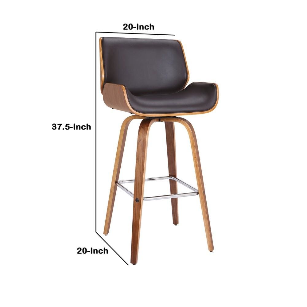 26 Leatherette Counter Height Swivel Barstool,Black & Brown By Casagear Home BM214500