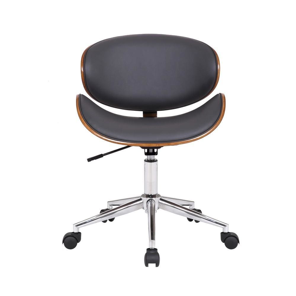 33 Office Chair with Curved Leatherette Seat Black & Silver By Casagear Home BM214502