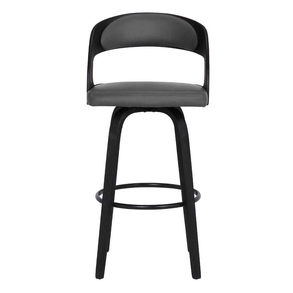 26 Cutout Padded Back Counter Height Barstool Black & Gray By Casagear Home BM214509