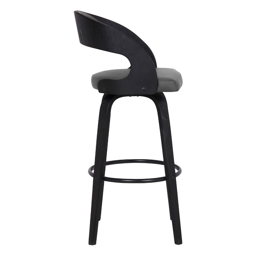26 Cutout Padded Back Counter Height Barstool Black & Gray By Casagear Home BM214509
