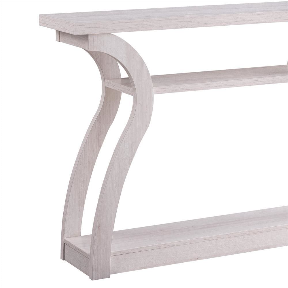 2 Shelf Rectangular Console Table Off White By Casagear Home BM214730