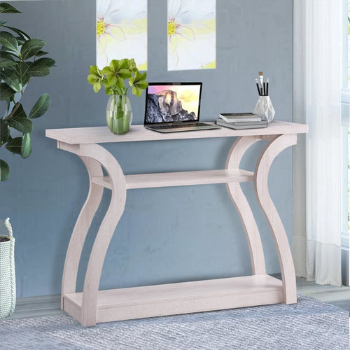 Console Table | Rectangular Top | 2 Bottom Shelves | Off White