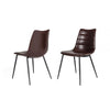 Metal Dining Chair with Horizontal Stitching, Set of 2,Brown By Casagear Home