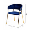 Dining Chair with Metal Legs Set of 2 Blue and Gold By Casagear Home BM214814