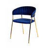 Dining Chair with Metal Legs, Set of 2, Blue and Gold By Casagear Home