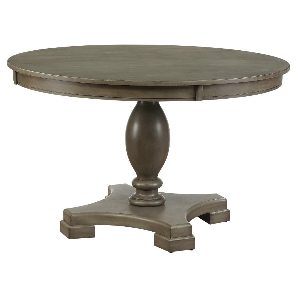 Transitional Style Round Dining Table with Pedestal Base, Oak Gray By Casagear Home