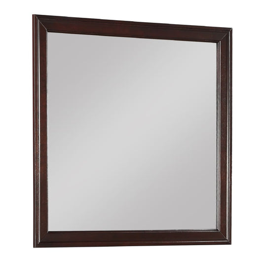 38" Square Molded Frame Dresser Top Mirror, Cherry Brown By Casagear Home
