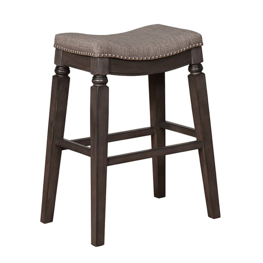 25" Cushioned Saddle Seat Counter Stool, Set of 2, Gray By Casagear Home