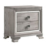 Nightstand | 2 Drawer | Mirror Accent | Bracket Feet | Light Gray