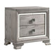 Nightstand | 2 Drawer | Mirror Accent | Bracket Feet | Light Gray