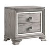 2 Drawer Nightstand with Mirror Accents, Gray By Casagear Home