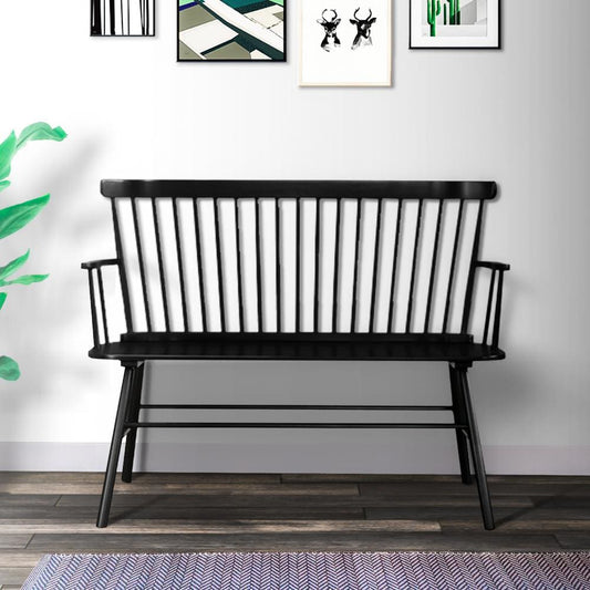 48" Spindle Back Bench with Splayed Legs, Black By Casagear Home