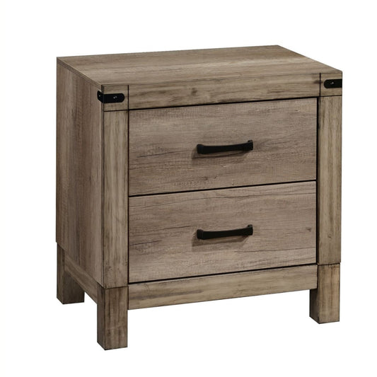 2 Drawer Nightstand with Metal Accents, Weathered Gray By Casagear Home