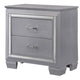 Nightstand | 2 Drawer | Textured | Mirror Accents | Gray