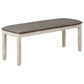 47" Upholstered Bench with Chamfered Legs, White and Gray By Casagear Home