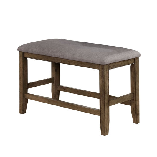 40" Upholstered Counter Height Bench, Brown and Gray By Casagear Home