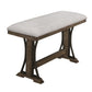 48" Upholstered Bench with Trestle Base, Brown and Gray By Casagear Home
