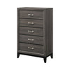 Transitional Tall Dresser Chest | 5 Drawer | Chamfered Feet | Curved Handles | Gray