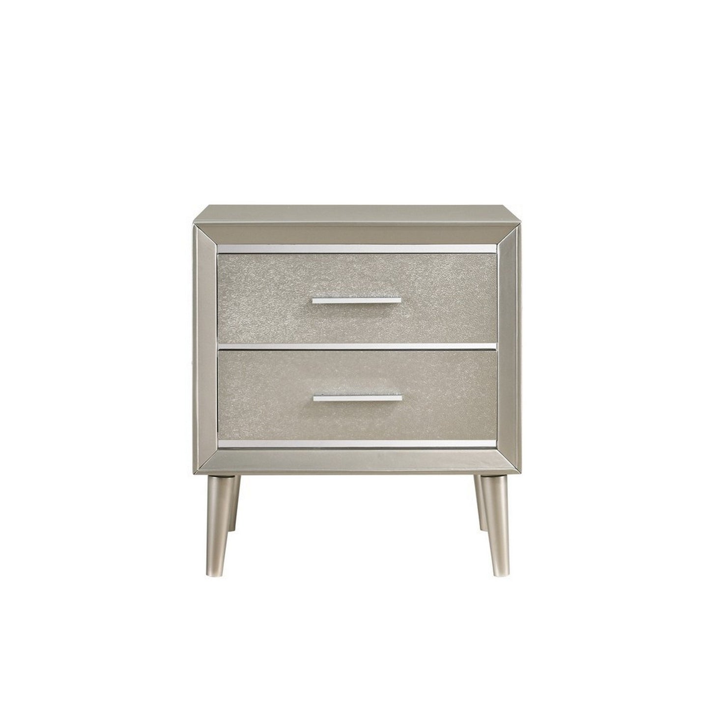 2 Drawer Nightstand with Splayed Legs Silver BM215526