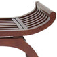 Curved Design Mission Style Stool with Slatted Seating Brown By Casagear Home BM215616
