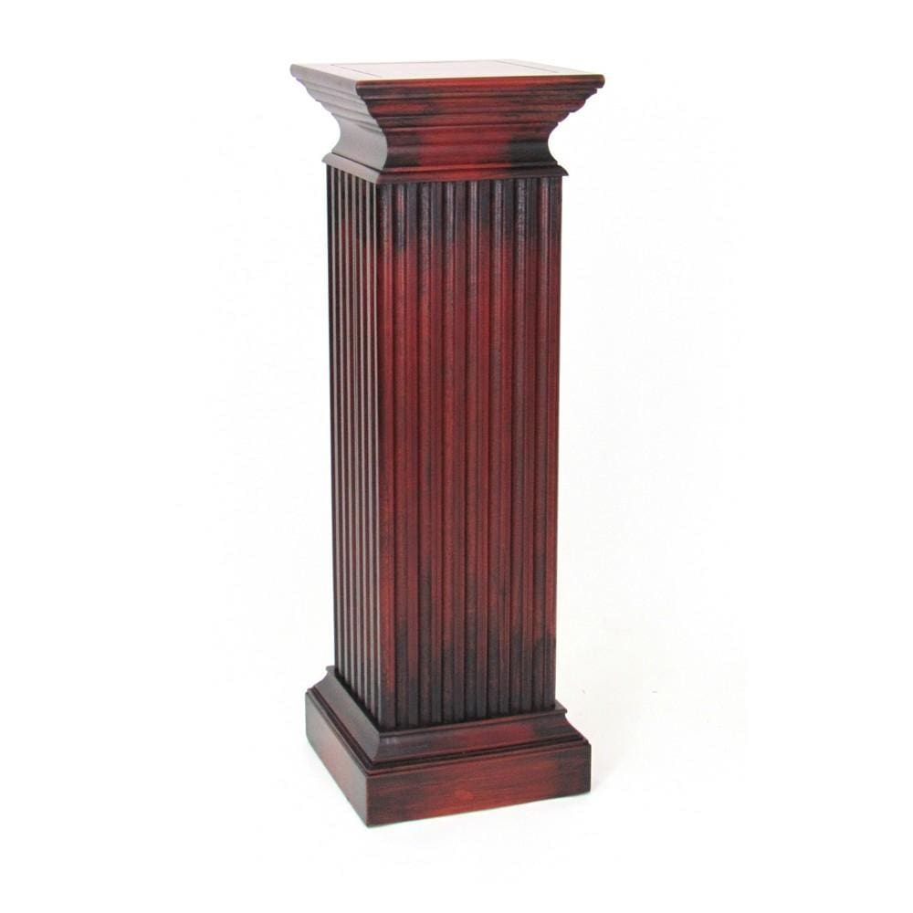 Square Column Pedestal | Reeded Design | Brown