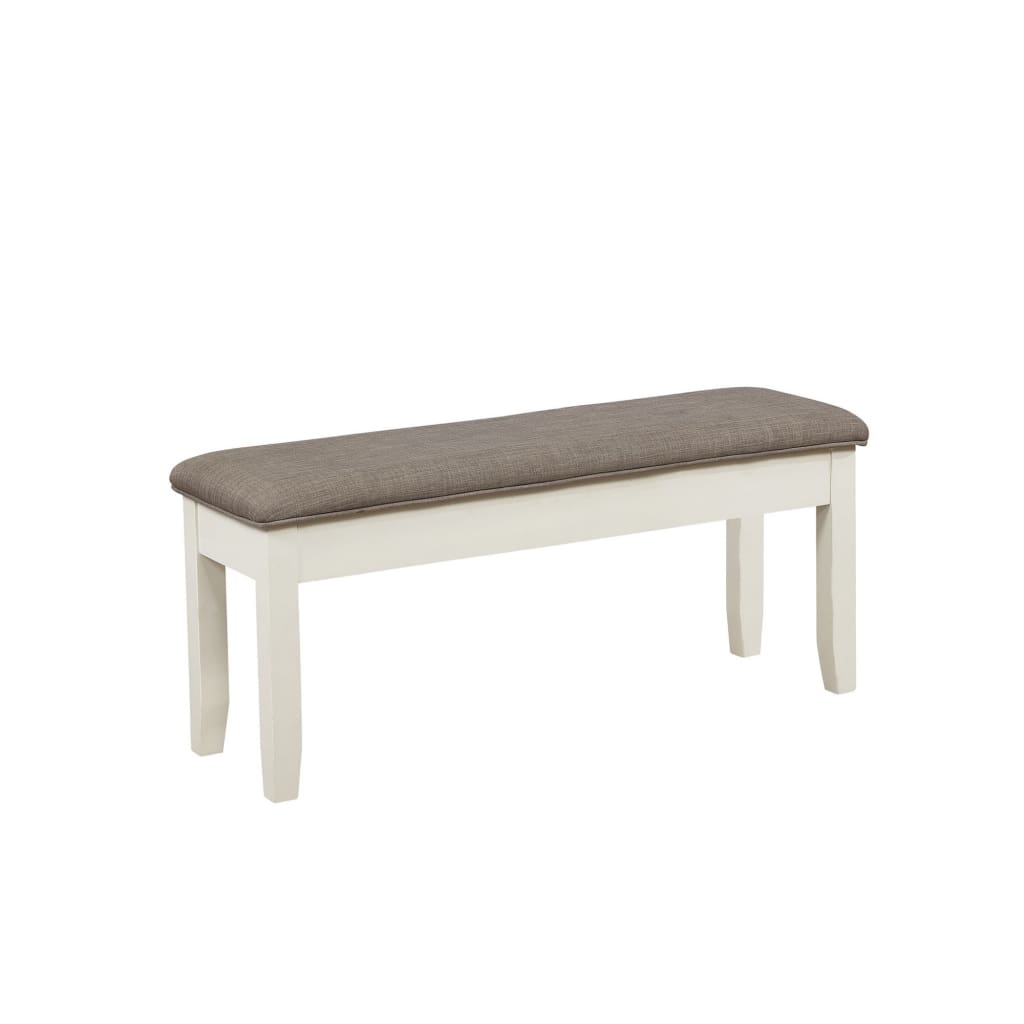 Rectangular Bench with Padded Seat and Hidden Storage, Brown and White by The Powell Company