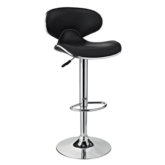 Adjustable Height Swivel Barstool with Leatherette Seat, Black and Silver by The Powell Company