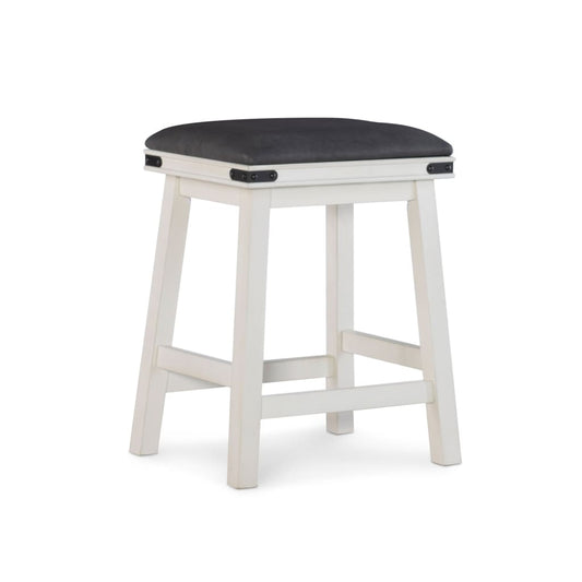 Dual Tone Wooden Counter Height Stool with Leatherette Seat,Black and White by The Powell Company