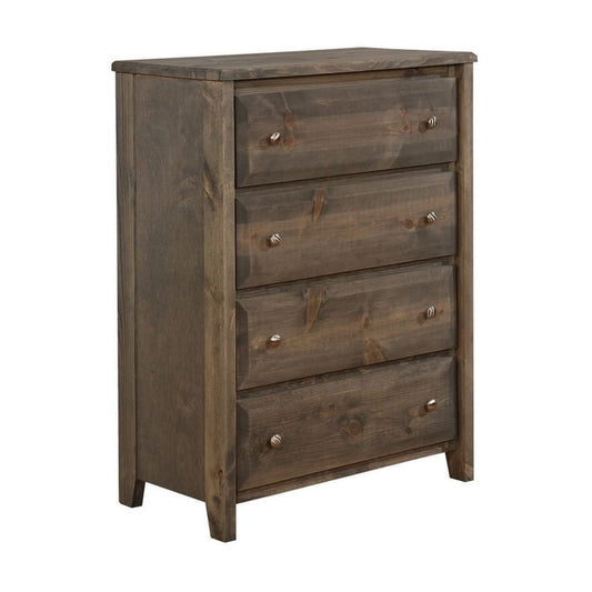 44" 4-Drawer Chest with Tapered Legs, Brown