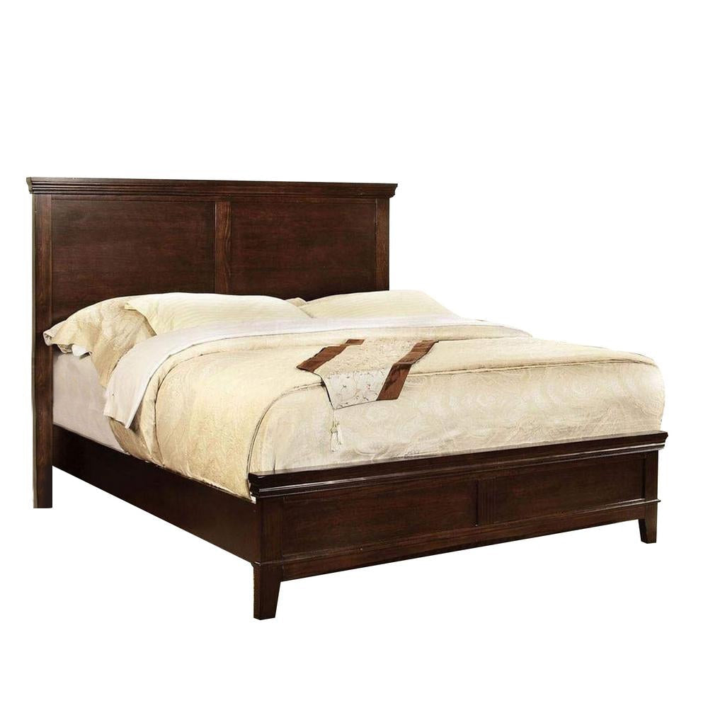 Transitional Style Wooden Queen Sized Bed with Tapered Legs, Brown By Casagear Home