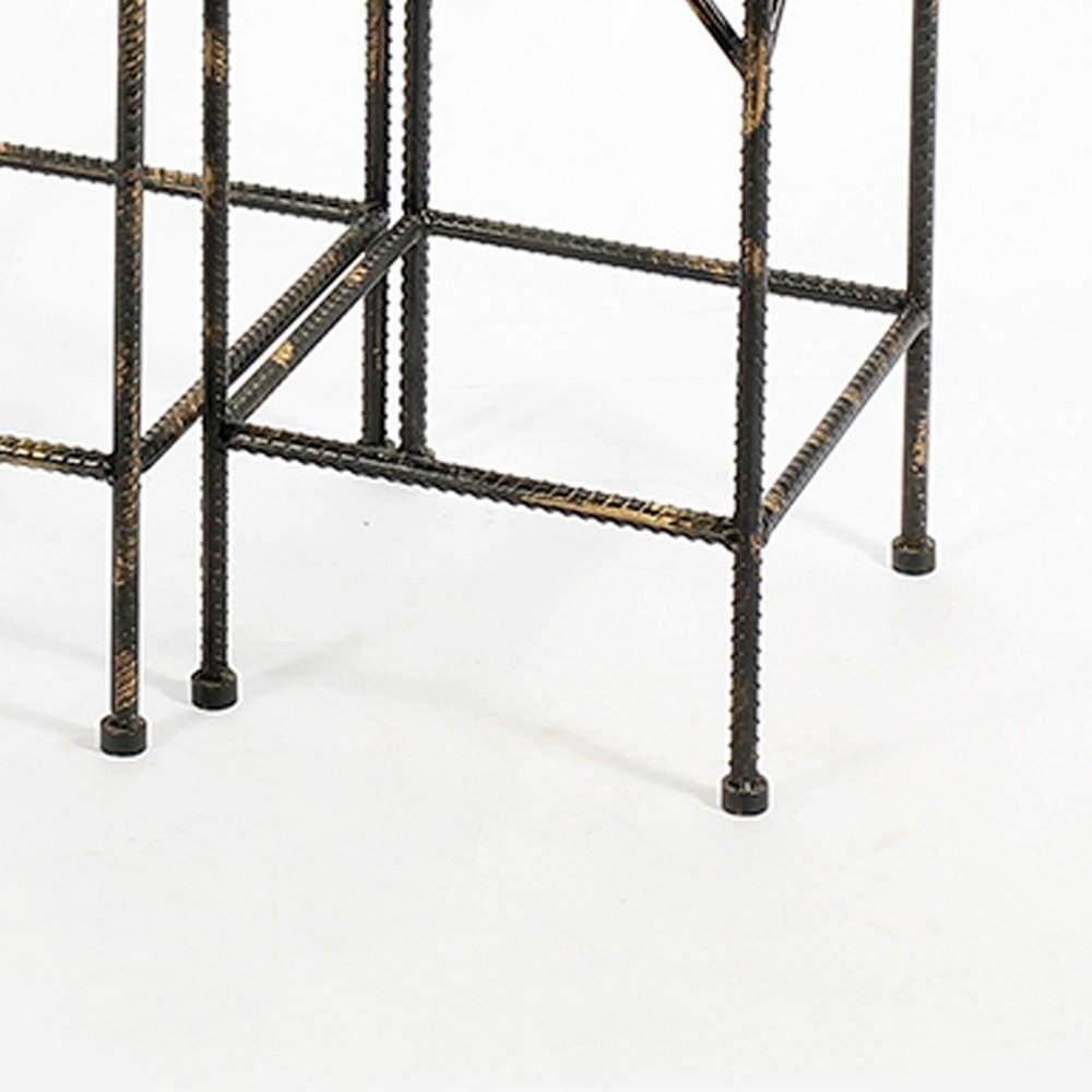 Scrolled Metal Frame Plant Stand with Square Top Set of 2 Black By Casagear Home BM216726