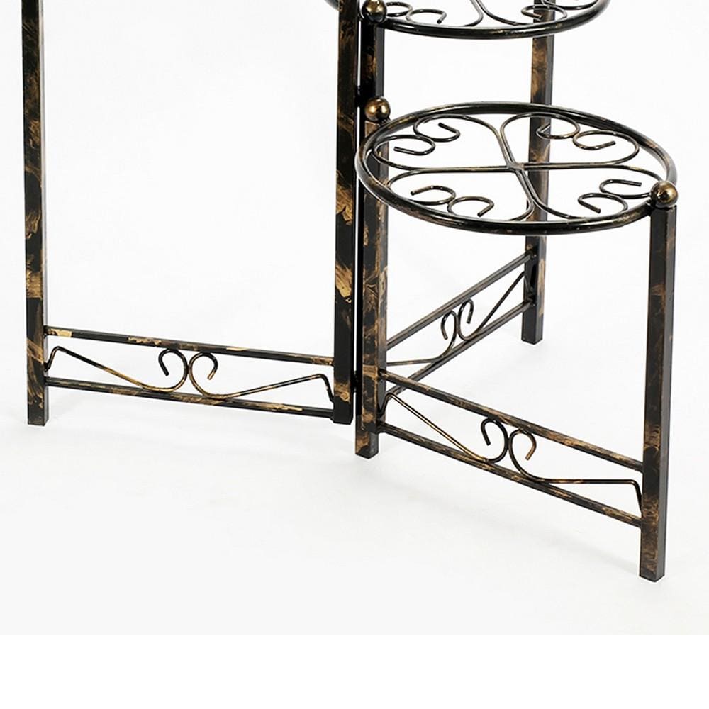 3 Tier Heart Clover Design Round Top Metal Plant Stand Black By Casagear Home BM216727