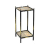 2 Tier Square Stone Top Plant Stand with Metal Frame, Small, Black and Gray By Casagear Home