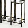 2 Tier Square Slatted Top Plant Stand Set of 3 Black And Gold By Casagear Home BM216735