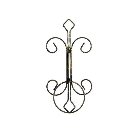 16 Inch Wall Mount Plant Stand, Metal, Scrolled, Black, Gold By Casagear Home