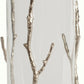 Cylindrical Glass Lantern with Metal Branch Like Body Medium Silver By Casagear Home BM216989
