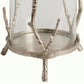 Cylindrical Glass Lantern with Metal Branch Like Body Medium Silver By Casagear Home BM216989