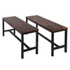 42 Wooden Top Indoor Bench with Metal Legs Set of 2 Rustic Brown and Black By Casagear Home BM217092
